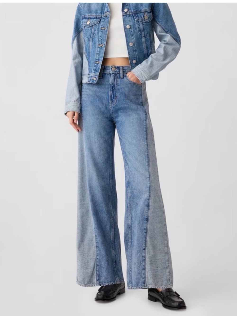 GAP High Rise Wide Leg Two-Tone Jeans